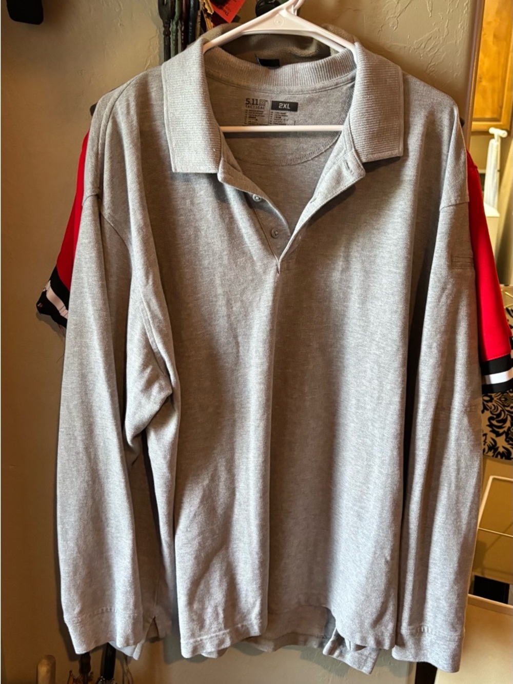 5.11 Tactical Long Sleeve Polo in Light Gray
